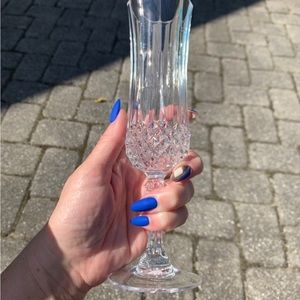 Set of 2 Czech Republic crystal wine glasses